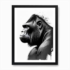 Side Profile Of A Gorilla Gorillas Graffiti Style 1 Art Print