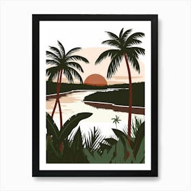 Tropical Landscape With Palm Trees 3 Art Print