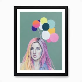 Ellie Goulding Colourful Illustration Art Print