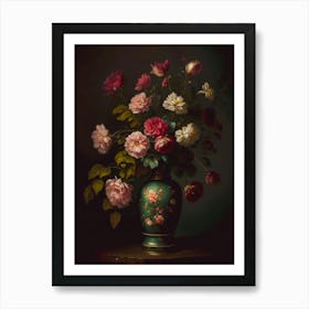 Flowers Art Painting Vase Still Life Vintage Art Print