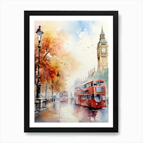 London United Kingdom In Autumn Fall, Watercolour 2 Art Print