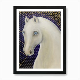 White Horse With Blue Eyes 1 Affiche