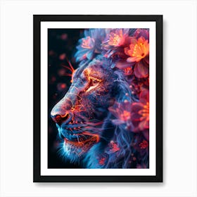 Lion With Flowers 12 Art Print