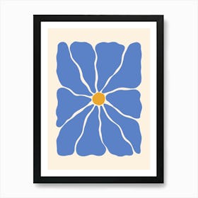 Abstract Flower 01 - Blue Art Print