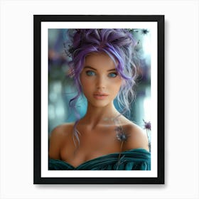 Beautiful Girl With Purple Hair Art Print