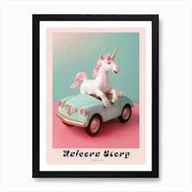 Toy Pastel Unicorn In A Toy Car 2 Poster Art Print