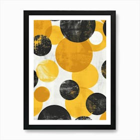 Yellow And Black Polka Dots Art Print