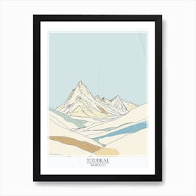 Toubkal Morocco Color Line Drawing 4 Poster Art Print