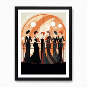 Titanic Ladies Minimalist Art Deco Illustration 2 Art Print