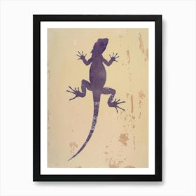 Purple Grand Cayman Lizard Block Print 1 Art Print