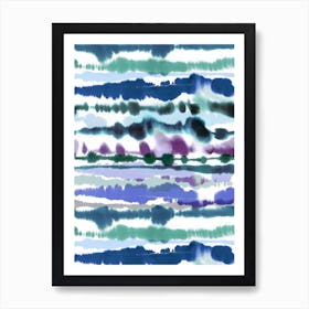 Soft Nautical Watercolor Lines Blue Art Print