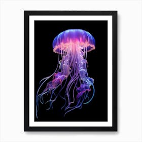 Mauve Stinger Jellyfish Neon Illustration 3 Art Print