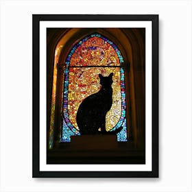 Cat In Stained Glass Window 18 Art Print