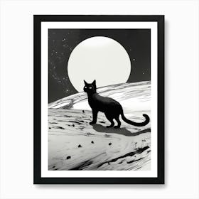 Cat In The Moonlight 4 Art Print