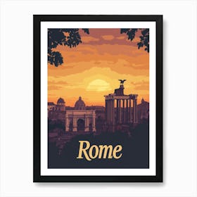 Aihrgdesign A Mid Century Modern Travel Poster For Rome Showi 91fa7ee8 9b81 42f0 855e B9629ea478d4 1 Art Print