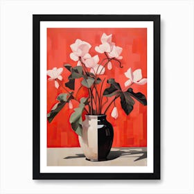 Bouquet Of Cyclamen Flowers, Autumn Fall Florals Painting 2 Art Print