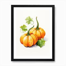 Miniature Pumpkin Watercolour Illustration 1 Art Print