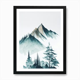 Mountain And Forest In Minimalist Watercolor Vertical Composition 145 Art Print