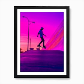 Skateboarding In San Diego, United States Futuristic 2 Art Print