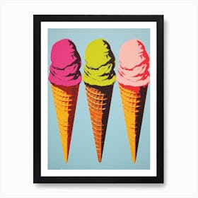Ice Cream Cones Pop Art Retro 3 Art Print