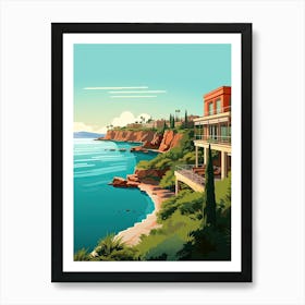 French Riviera, France, Flat Illustration 3 Art Print