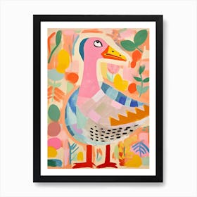 Pink Scandi Goose 1 Art Print