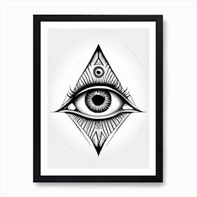 Third Eye Symbolism, Symbol, Third Eye Simple Black & White Illustration 4 Art Print