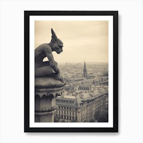 Gargoyle In Paris B&W 3 Art Print