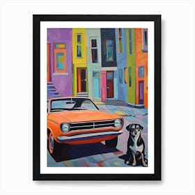 Plymouth Barracuda Vintage Car With A Dog, Matisse Style Painting 1 Art Print