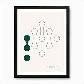 Retro Bauhaus Poster White & Green Art Print