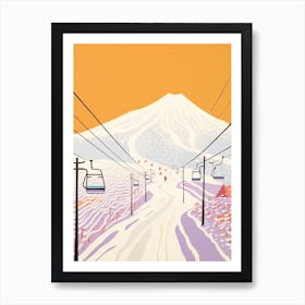 Niseko   Hokkaido, Japan, Ski Resort Pastel Colours Illustration 3 Art Print