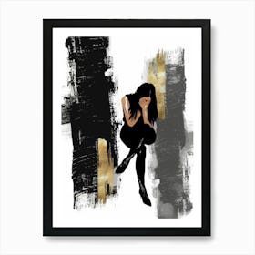 Woman In Black And Gold 4 Art Print