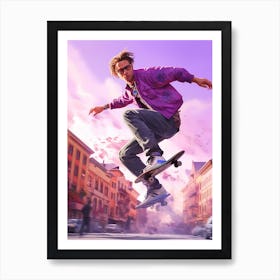 Skateboarding In Stockholm, Sweden Futuristic 3 Art Print