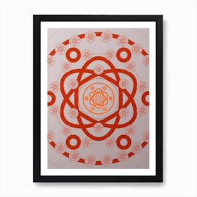 Geometric Abstract Glyph Circle Array in Tomato Red n.0049 Art Print