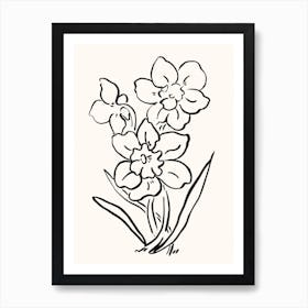Flower Daffodil Black Art Print