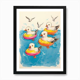 Seagulls In The Pool Art Print