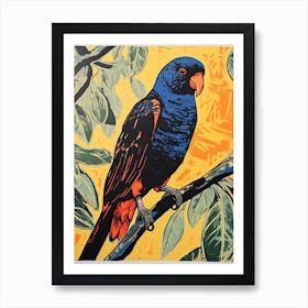 Lorikeet, Woodblock Animal Drawing 2 Art Print