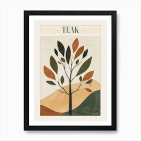 Teak Tree Minimal Japandi Illustration 4 Poster Art Print