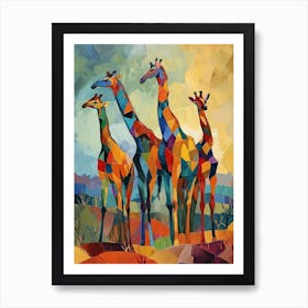 Geometric Warm Tone Giraffes 1 Art Print