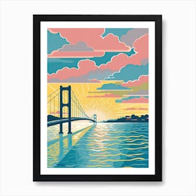 Humber Bridge England Colourful 4 Art Print