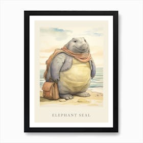 Beatrix Potter Inspired  Animal Watercolour Elephant Seal Art Print