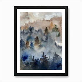 Watercolor Of Pine Trees 2 Art Print