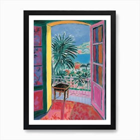 Open Window With Cat Matisse Style Portofino Italy  Art Print