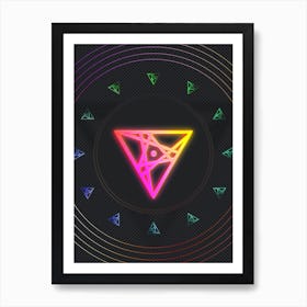Neon Geometric Glyph in Pink and Yellow Circle Array on Black n.0059 Art Print