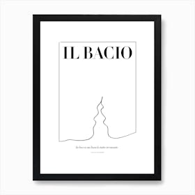 Il Bacio The Kiss Dante Black White Art Print