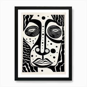 Geometric Linework Face Portrait 2 Art Print