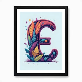 Colorful Letter E Illustration 77 Art Print