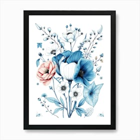 Blue And White Flowers Art Print