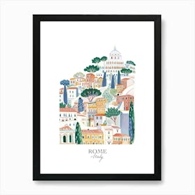 Rome Italy Gouache Travel Illustration Art Print