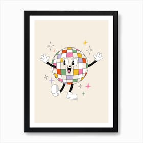 Disco Ball Cartoon Art Print